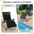 VINGLI 29" Padded Zero Gravity Chair, Lounge Chair with Removable Cushion & Tray， Folding Reclining Patio Chairs， Recliner Chair for Lawn，Indoor Outdoor-Black - Image 7