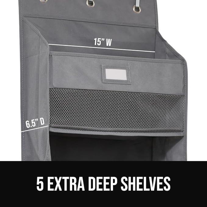 GORILLA GRIP Over The Door Organizer Storage, 5 Deep Hanging Shelves, Holds - Image 4