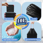 XUXRUS 2.6 Gallon Small Black Bathroom Trash Bags, Tear-Resistant & Leak-Proof - Image 2