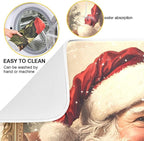 Christmas Santa Claus Poinsettia Dish Drying Mat - Image 2