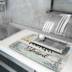 Rustic Wood Dish Drying Mat 18x24 Inch Grateful Thankful Blessed Kitchen - Image 5
