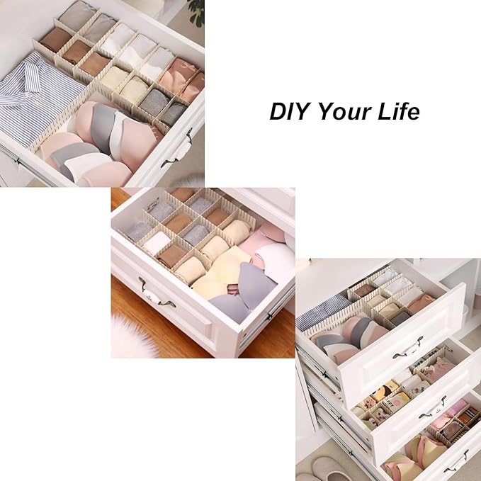 Onerbuy 8pcs Adjustable Grid Drawer Dividers DIY Plastic Closet Separator Tidy - Image 5