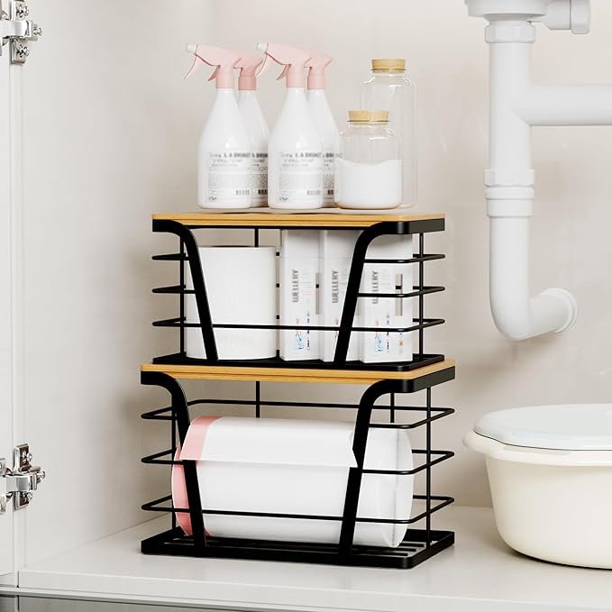 2 Pack Stackable Storage Laundry Kitchen Organizers, Wall Mount Trash Bag Holder - Image 5