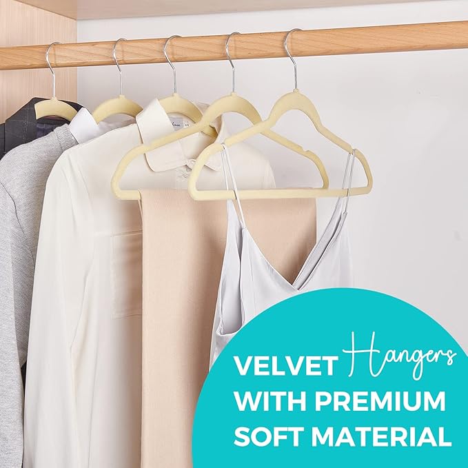 HOUSE DAY Premium Velvet Hangers 50 Pack, Non-Slip Flocked Felt Hangers - Image 2