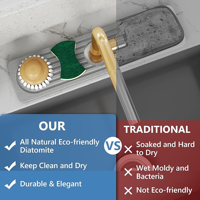 Stone Quick Dry Faucet Mat for Kitchen Sink Stone Faucet Mat for Kitchen Sink - Image 6