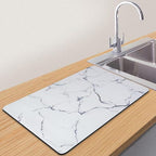 Marble Pattern Dish Drying Mat, Absorbent Coffee Bar Mat by CooRug