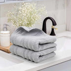 Jacquotha Light Grey Face Towels Set of 2 Ribbed - Image 7