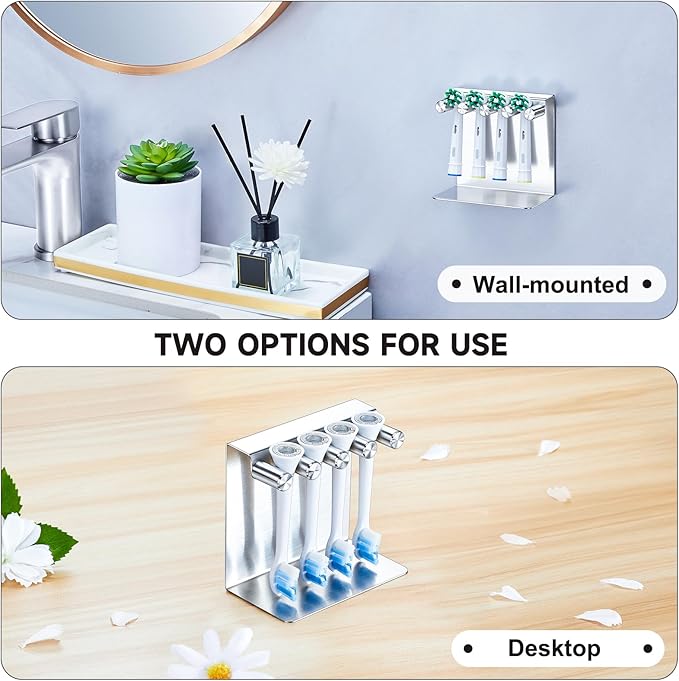 Electric Toothbrush Head Holder, Electric Tooth Brush Holder Desktop or Adhesive - Image 6
