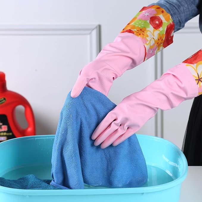 Bamllum 2 Pairs Rubber Cleaning Gloves, Household Kitchen Dishwashing Gloves - Image 3