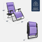 Best Choice Products Oversized Padded Zero Gravity Chair, Folding Outdoor Patio Recliner, XL Anti Gravity Lounger for Backyard w/Headrest, Cup Holder, Side Tray, Polyester Mesh - Violet - Image 2