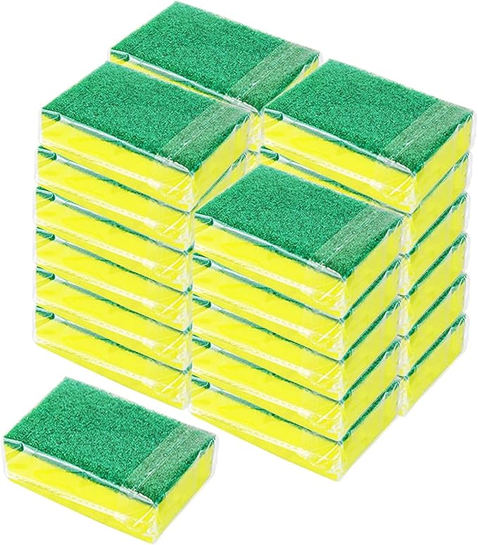 24 Pack Sponge Individually Wrapped, Bulk Kitchen Dishwashing Sponge, Non by KRIZJUES