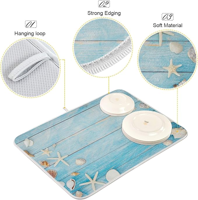 Seashells Starfish Dish Drying Mat - Image 3