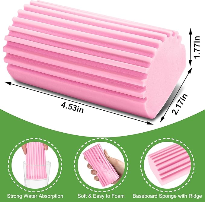 4-Pack Damp Clean Duster Sponge, Duster Baseboard Cleaner Sponge - Image 2