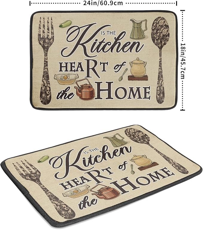 Giwawa Dish Drying Mat The Kitchen is The Heart of The Home, 18x24 inch Large - Image 2