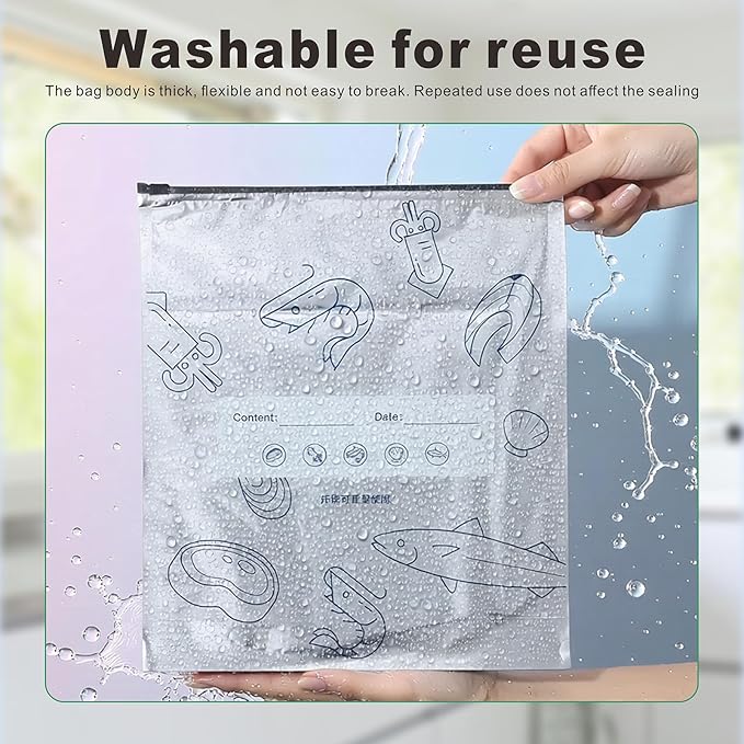 40PCS Reusable Aluminum Foil Freezer Bags, Sealable Stand-Up Zipper Storage Bags - Image 6