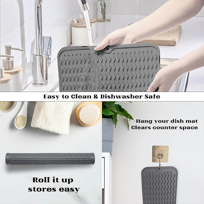 ZLR Silicone Dish Drying Mat 12" x 12" Square - Image 4