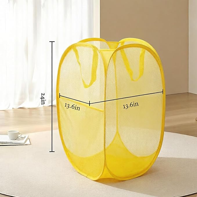The upgraded pop-up laundry basket features a breathable side pocket mesh design - Image 2