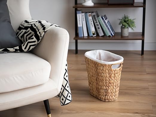 StorageWorks Wicker Waste Basket, Handwoven Water Hyacinth Trash Can - Image 4