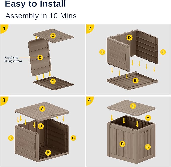 EAST OAK Outdoor Storage Box, 31 Gallon Deck Box, Waterproof Resin Storage Bin for Patio Cushions, Gardening Tools, Accessories, Lockable, UV Resistant, Brown - Image 6