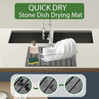Stone Dish Drying Mat for Kitchen Counter, Large Dark Gray Foldable - Image 2