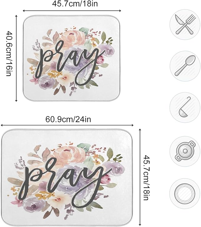ALAZA Pray Religious Christian Rose Flower Dish Drying Mat - Image 3