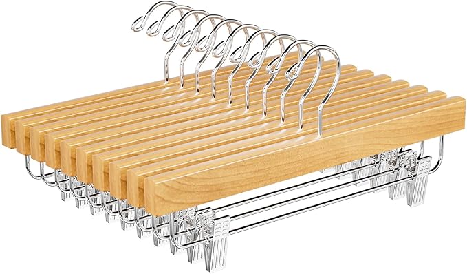 BAGAIL 10 Pack Wooden Pants Hangers by BAGAIL