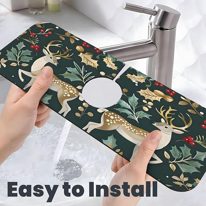 Christmas Kitchen sink faucet pad, strong water absorption, anti slip, very - Image 6