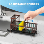 Cisily Brown Sponge Holder for Kitchen Sink, Sink Caddy Organizer - Image 5