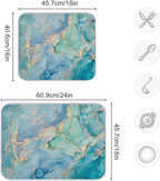 Marble Dish Drying Mat for Kitchen Counter Blue Teal Turquoise Gold Drying Mat - Image 5