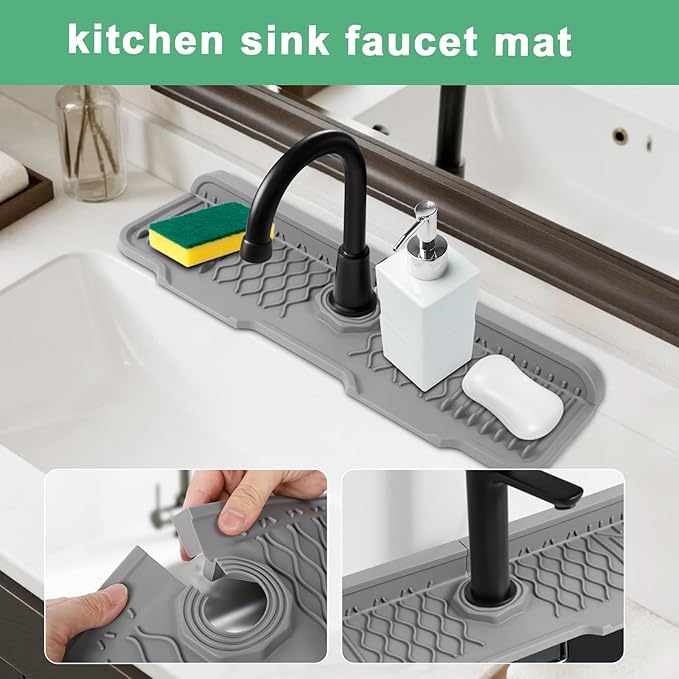 17 Inch Faucet Mat For Kitchen Sink Splash Guard Behind Faucet, ，5°Slope Fast - Image 5