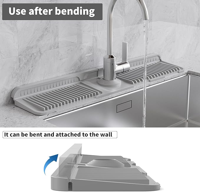WAFT YEARN 24X5 Inch Silicone Durable Faucet Mat Kitchen Sink Splash Guard - Image 6