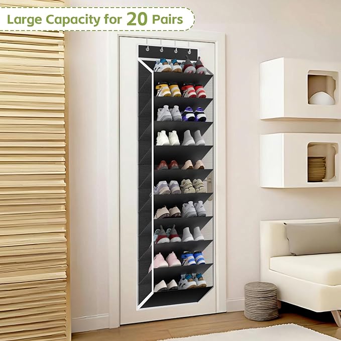 KEEPJOY 10 Tiers Mesh Over Door Shoe Organizer Storage, Hanging Shoe Holder - Image 4