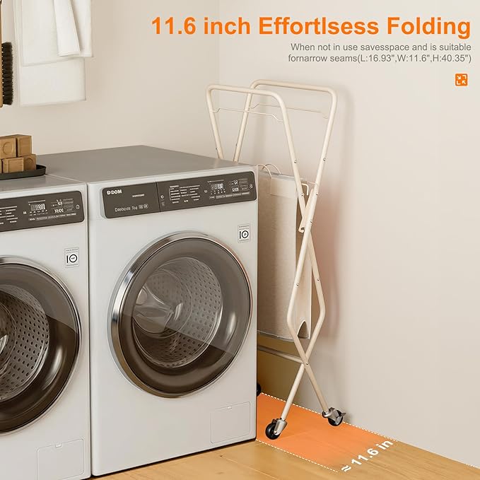 Laundry Basket with Wheels:88L Rolling Laundry Cart Foldable Metal Frame Dirty - Image 4