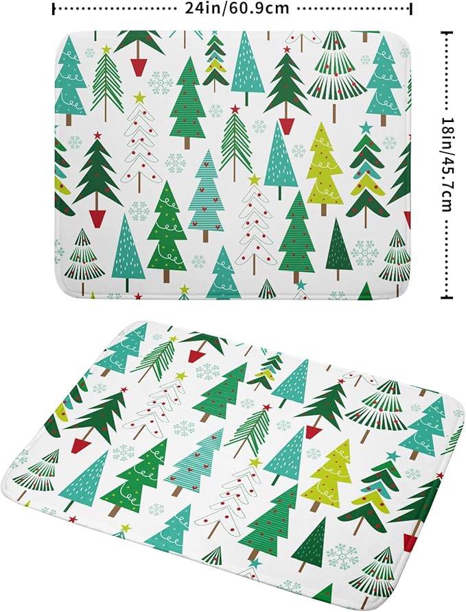 Green Trees Dish Drying Mat for Kitchen Counter Holiday Super Absorbent - Image 2