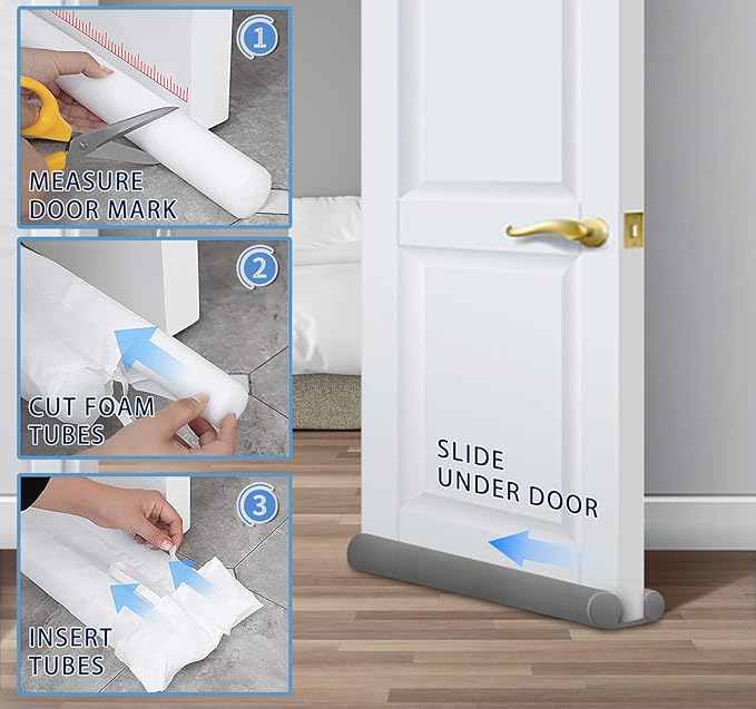 MAXTID Large Door Draft Blocker 32" Grey Bottom Door Draft Stoppers - Image 7