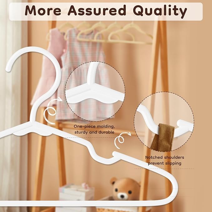 VTRIN Baby Hangers 60 Pack Large Capacity Hard Plastic Kids Hangers Suitable - Image 4