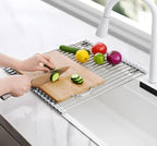 Tomorotec Stainless Steel Roll-Up Dish Drying Rack Marble Color Silicone Edges - Image 8