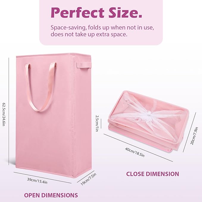 Odonata Slim Laundry Hamper Handles Collapsible Laundry Basket Thin Dirty - Image 2