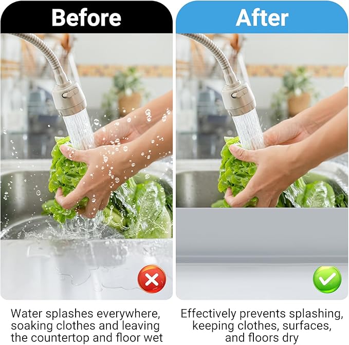19.29 inch Kitchen Sink Splash Guard, Silicone Sink Baffle Splash Guard - Image 4