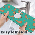 Cute Capybara Play Eat Food Kitchen Sink Splash Guard Faucet Mat Super - Image 6