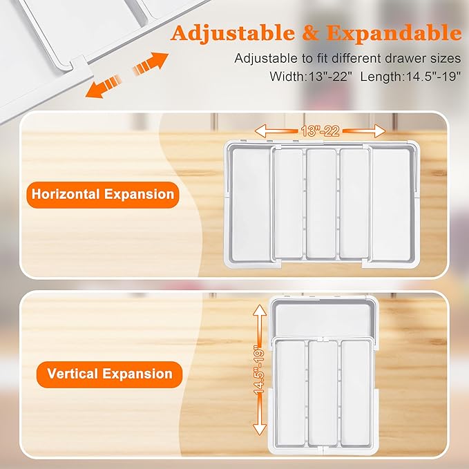 Large Utensil Drawer Organizer Expandable Silverware Organizer - Image 5