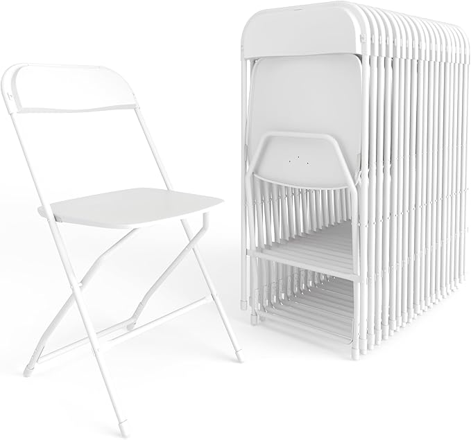 Flash Furniture Hercules Series Plastic Folding Chair - White - 20 Pack 650LB Weight Capacity Comfortable Event Chair-Lightweight Folding Chair by FlashFurniture