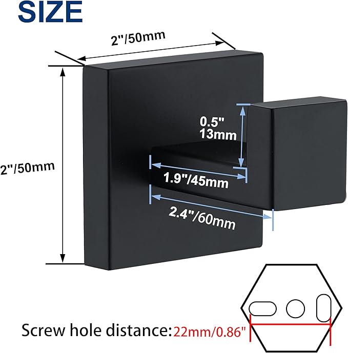 Towel Hooks for Bathrooms, Matte Black Towel Hook for Kitchen Bathroom - Image 6