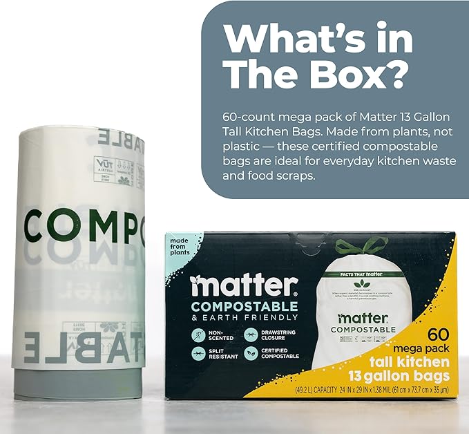 Matter Compostable 13 Gallon Tall Kitchen Trash Bags - Image 5