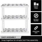Oskar Heavy Duty Plastic Storage Shelves- for Garage, Kitchen, Bathroom Basement Kids Room, Stackable 3-Tier White, Organizer Rack for Books Shoes, Toys, Pantry, Cleaning and Closet Organization - Image 7