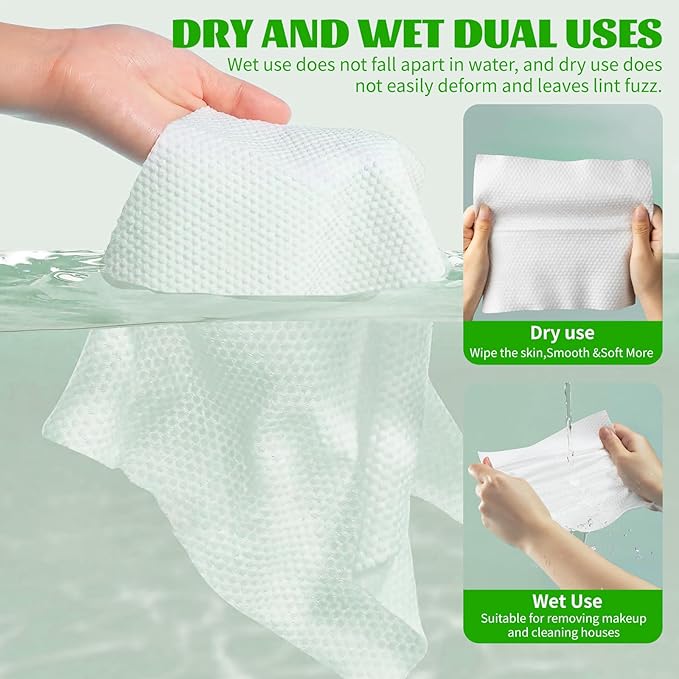 Disposable Face Towels 100 Count, Biodegradable Facial Towels - Image 2