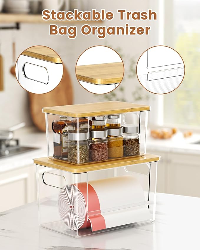 Trash Bag Dispenser 2-Pack, Stackable Trash Bag Holder - Image 2