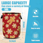 Red Gingersnap Laundry Basket, Christmas Laundry Hamper Collapsible Oxford Cloth - Image 2