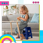 Delxo Folding Step Stool, 13 inch Non-Slip Foldable Stools for Kids & Adults Up to 300 LBS, Step Stool with Handle, Lightweight for Kitchen, Bathroom, Bedroom, Garden, Blue, 1PC - Image 4
