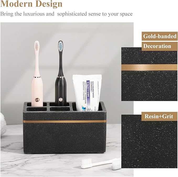 Shinowa Resin Toothbrush Holder, 5 Slots Hygienic Electric Toothbrush Holder - Image 2